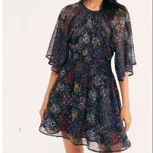 NWT Free People Anna Mini Dress Open Back Metallic Spots XS